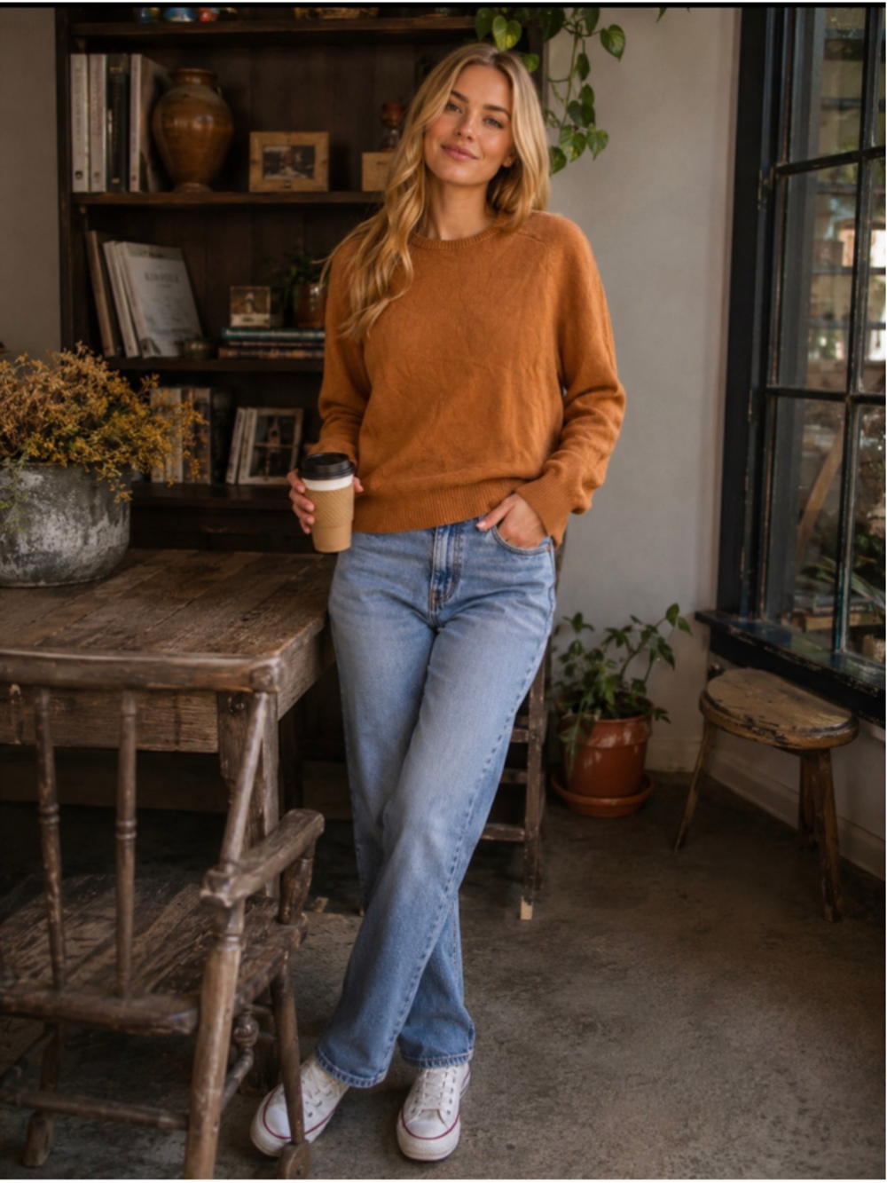 Women's J.Crew 100% Lambswool Crew Neck Sweater Brown Size M